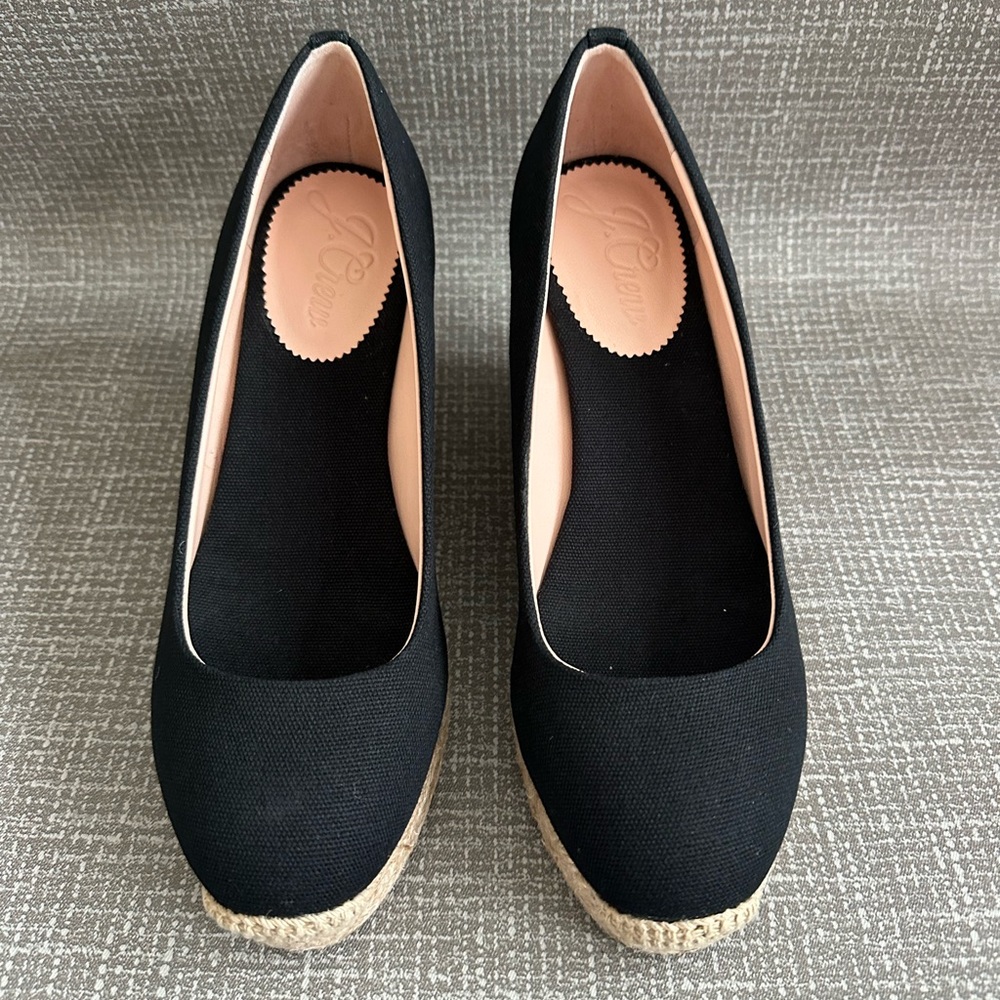 J.Crew Women’s Black Espadrille Wedge Heels – Size 6.5